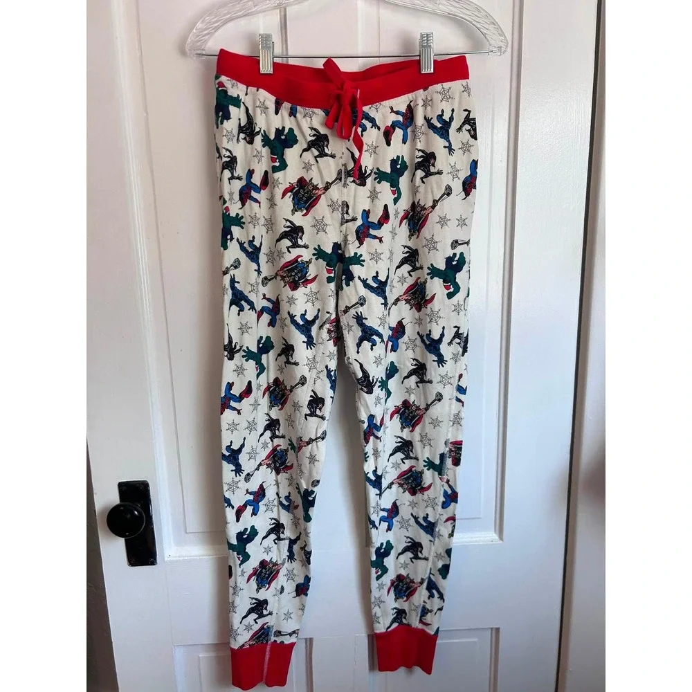 Hanna Andersson Pajama Pants Kids Medium Cream Marvel Avengers Organic Cotton